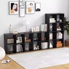 Costway Étagère ouverte à 4 cubes avec kits anti-basculement Étagère de rangement de style moderne pour l'étude Noir/Blanc/Naturel/Marron