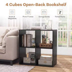 Costway Étagère ouverte à 4 cubes avec kits anti-basculement Étagère de rangement de style moderne pour l'étude Noir/Blanc/Naturel/Marron