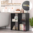 Costway Étagère ouverte à 4 cubes avec kits anti-basculement Étagère de rangement de style moderne pour l'étude Noir/Blanc/Naturel/Marron
