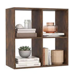 Costway Étagère ouverte à 4 cubes avec kits anti-basculement Étagère de rangement de style moderne pour l'étude Noir/Blanc/Naturel/Marron