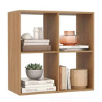 Costway Étagère ouverte à 4 cubes avec kits anti-basculement Étagère de rangement de style moderne pour l'étude Noir/Blanc/Naturel/Marron
