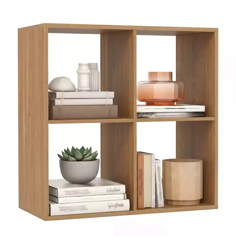 Costway Étagère ouverte à 4 cubes avec kits anti-basculement Étagère de rangement de style moderne pour l'étude Noir/Blanc/Naturel/Marron