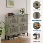 Meuble à chaussures avec 4 tiroirs basculants, panneau évidé, anti-basculement, étagères réglables pour entrée, salon, chambre à coucher