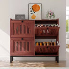 Meuble à chaussures avec 4 tiroirs basculants, panneau évidé, anti-basculement, étagères réglables pour entrée, salon, chambre à coucher