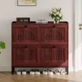 Shoe Storage Cabinet with 4 Flip Drawers, Hollow-Out Panel, Anti-Tipping, Adjustable Shelves for Entryway, Living Room, Bedroom