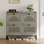 Meuble à chaussures avec 4 tiroirs basculants, panneau évidé, anti-basculement, étagères réglables pour entrée, salon, chambre à coucher