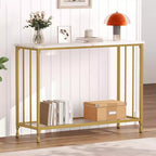 Narrow Console Table with 2-Tier Storage Shelves, Industrial Sofa Side Table, Open Display Stand for Hallway, Living Room, Foyer, Office, Bedroom
