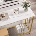 Console étroite avec 2 étagères de rangement, table d'appoint industrielle pour canapé, étagère de présentation ouverte pour couloir, salon, foyer, bureau, chambre à coucher