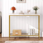 Console étroite avec 2 étagères de rangement, table d'appoint industrielle pour canapé, étagère de présentation ouverte pour couloir, salon, foyer, bureau, chambre à coucher
