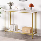 Console étroite avec 2 étagères de rangement, table d'appoint industrielle pour canapé, étagère de présentation ouverte pour couloir, salon, foyer, bureau, chambre à coucher