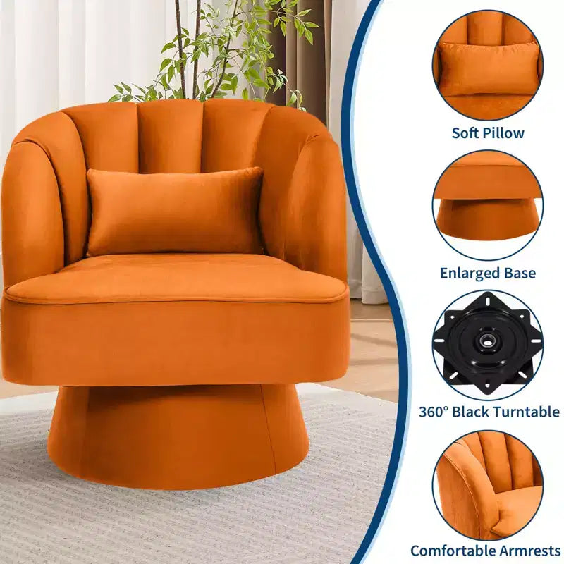Fauteuil d'appoint moderne pivotant à 360° avec accoudoirs rembourrés, fauteuil club confortable pour salon, chambre, bureau