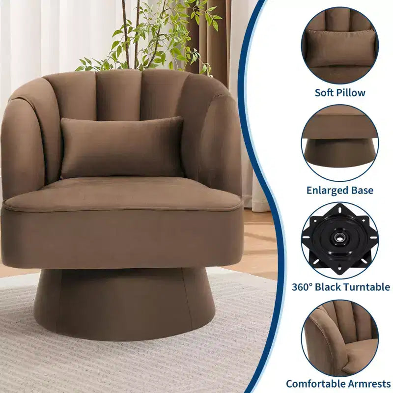 Fauteuil d'appoint moderne pivotant à 360° avec accoudoirs rembourrés, fauteuil club confortable pour salon, chambre, bureau