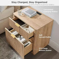 1 or 2Pack Fluted Nightstand for Bedroom, 2 Drawer Bedside Table, Modern End Table with Storage for Living Room