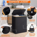 GARPROVM Panier à linge pliable de 150L avec couvercle et 2 sacs amovibles, grand trieur en tissu Oxford pour chambre ou salle de bain