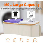 GARPROVM Panier à linge pliable de 150L avec couvercle et 2 sacs amovibles, grand trieur en tissu Oxford pour chambre ou salle de bain