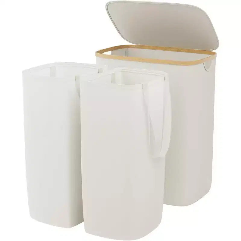 GARPROVM 150L Foldable Laundry Hamper with Lid & 2 Removable Bags, Large Oxford Fabric Sorter for Bedroom or Bathroom
