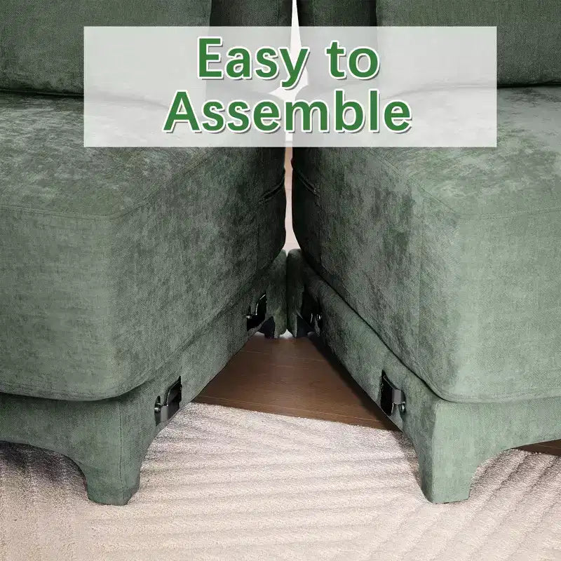 Canapé 2 places en chenille Homy Casa avec coussins lombaires, petite banquette moderne rembourrée pour salon, vert