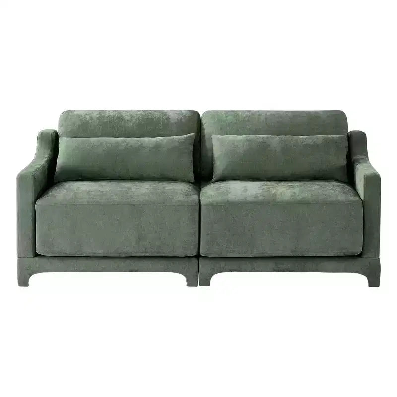 Canapé 2 places en chenille Homy Casa avec coussins lombaires, petite banquette moderne rembourrée pour salon, vert