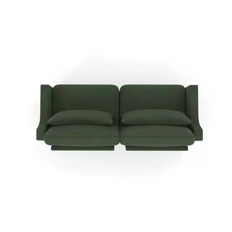 Canapé 2 places en chenille Homy Casa avec coussins lombaires, petite banquette moderne rembourrée pour salon, vert