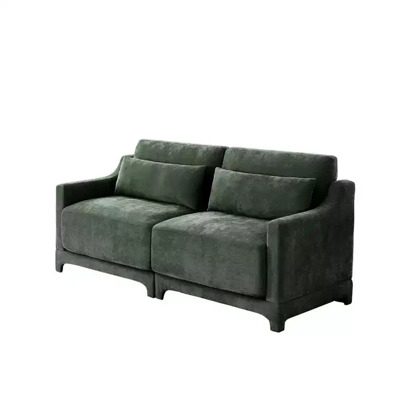 Canapé 2 places en chenille Homy Casa avec coussins lombaires, petite banquette moderne rembourrée pour salon, vert