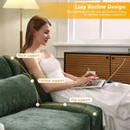 Canapé 2 places en chenille Homy Casa avec coussins lombaires, petite banquette moderne rembourrée pour salon, vert