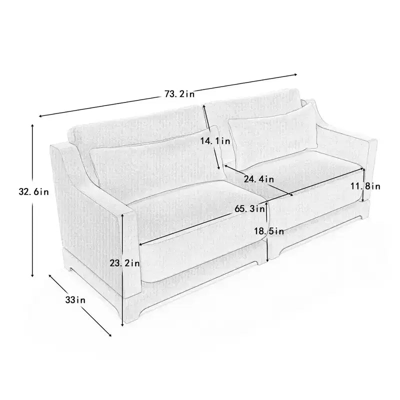 Canapé 2 places en chenille Homy Casa avec coussins lombaires, petite banquette moderne rembourrée pour salon, vert