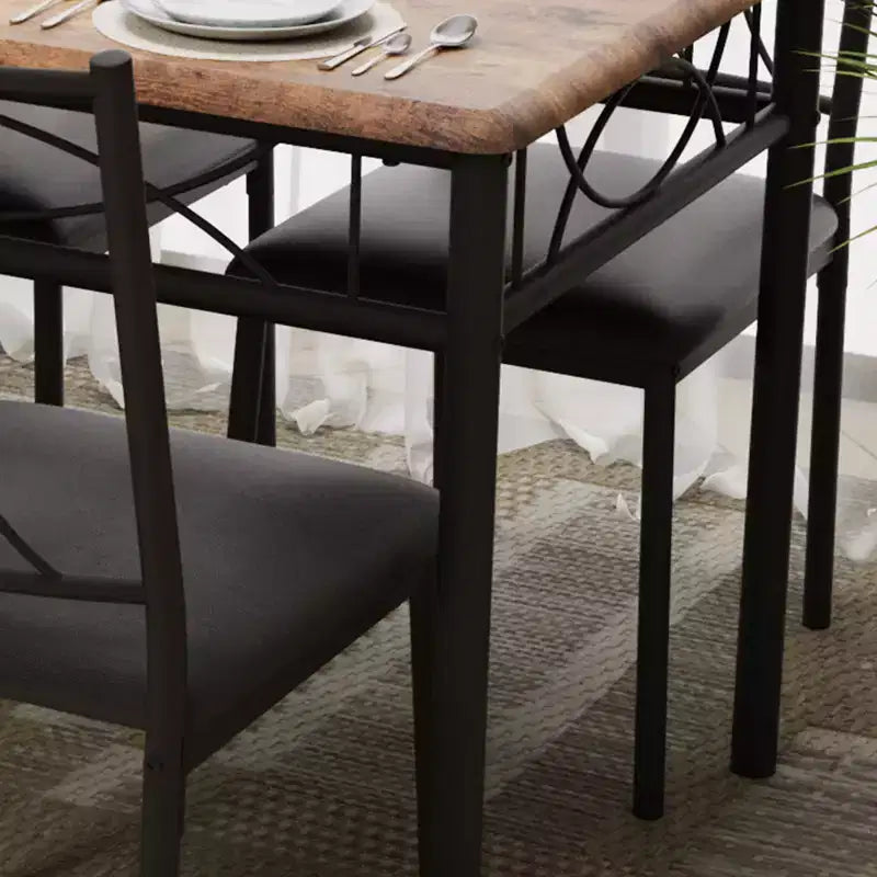 Ensemble table à manger et 4 chaises, table de cuisine et chaises rembourrées, ensemble de salle à manger compact pour appartement et petit espace, montage facile, marron rustique