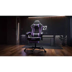 Chaise de jeu ergonomique Ora Maison avec repose-pieds et soutien lombaire massant, chaise d'ordinateur pivotante réglable en hauteur pour adultes, capacité de 136 kg, violet