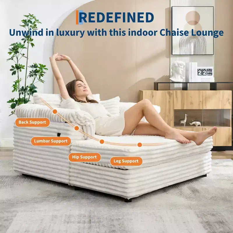 60 fauteuils de relaxation surdimensionnés avec ports USB/Type-C - Canapé-lit en velours côtelé avec accoudoirs larges pour salon