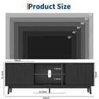 Meuble TV, Meuble de divertissement pour TV de 75 pouces, Console multimédia cannelée avec étagères réglables, Meuble de salon noir
