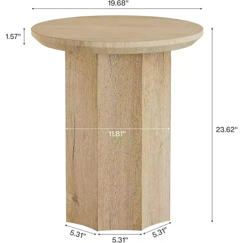 Table d'appoint ronde Lantine, Table d'appoint en bois avec base octogonale, Table de chevet moderne pour salon, chambre, Montage facile (1)