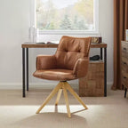 Chaise d'appoint pivotante en cuir véritable Art Leon pour bureau à domicile