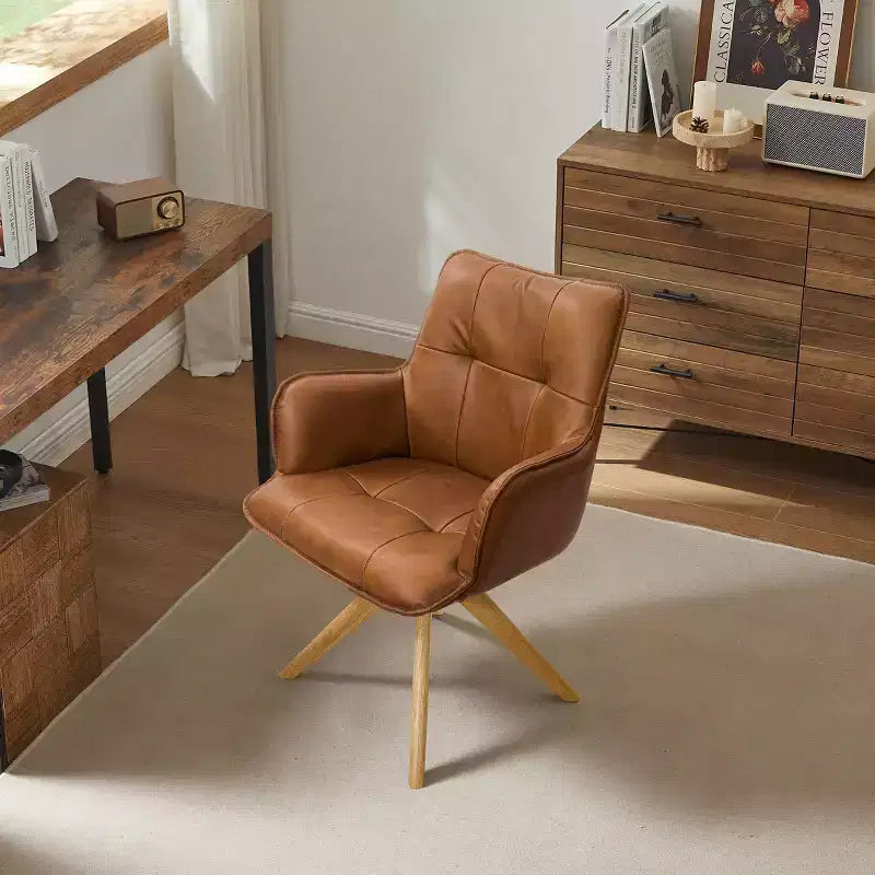 Chaise d'appoint pivotante en cuir véritable Art Leon pour bureau à domicile