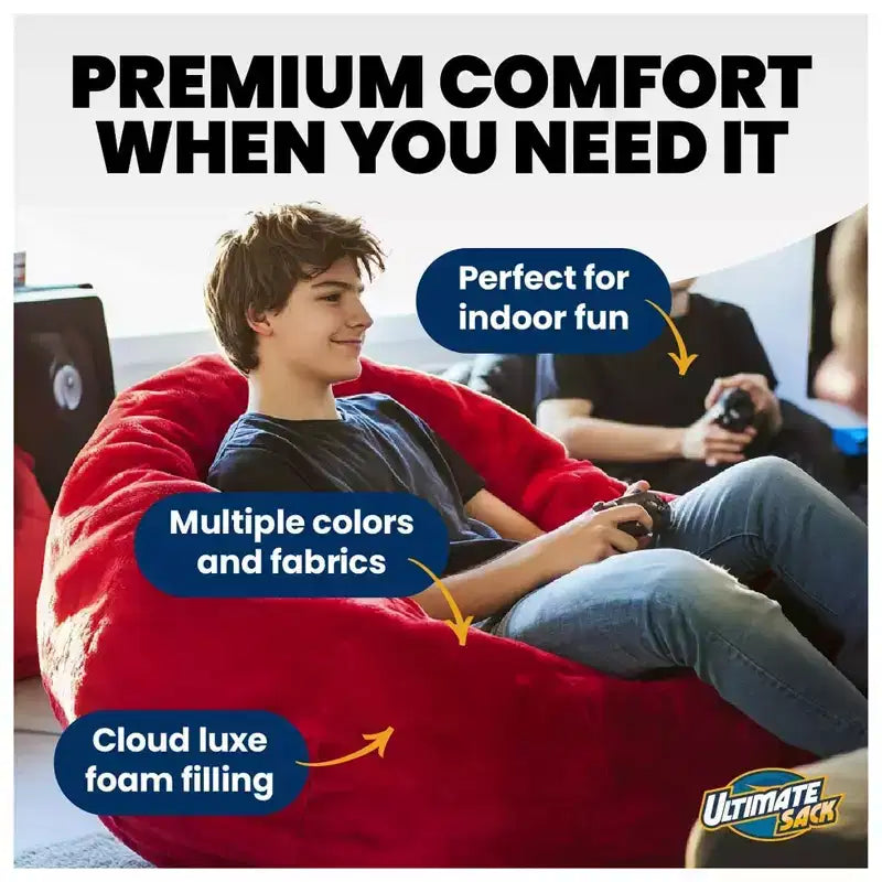 Fauteuil Poire Ultimate Sack Lounger Surdimensionné Canapé Confortable d'Intérieur, Fourrure Marine