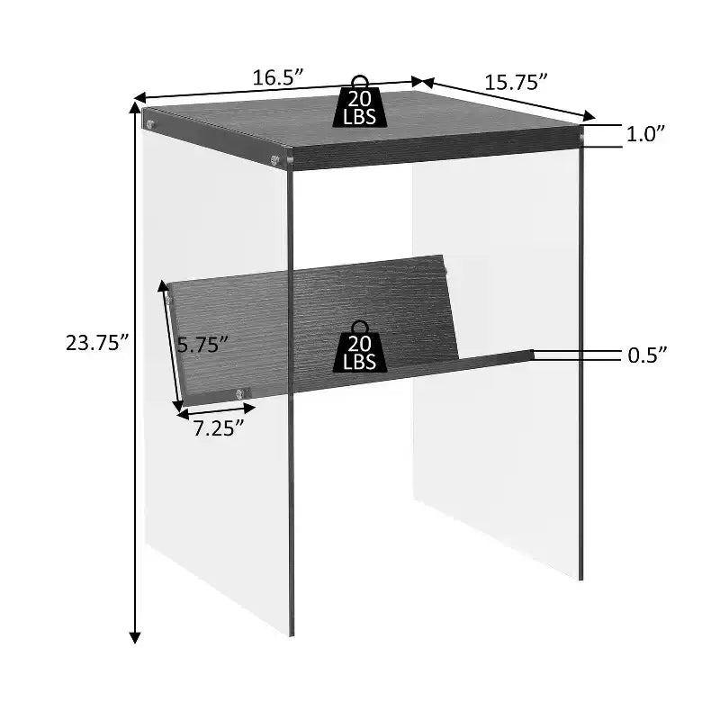 Table d'appoint rectangulaire en verre HomeStock, 1 pièce