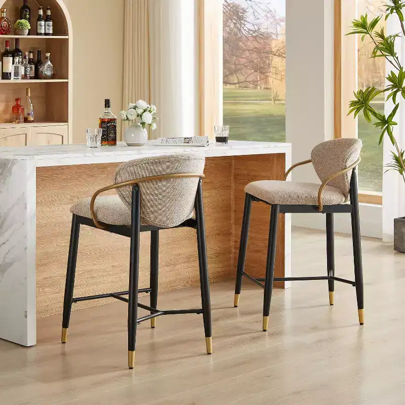 Christopher Knight Home Anan Tabourets de comptoir rembourrés en métal moderne (lot de 2)