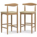 Angela Mid Century Modern Bar Stool in Faux Leather, Fully Assembled