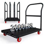 2000LBS Heavy Duty Panel Truck Cart, 2-Side Handrails Dolly with 5 Wheels, 37x24INCH All-Weather Platform Cart for Easy Assembly & Storage