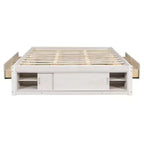 Luxystar Lit plateforme moderne Queen avec 4 tiroirs et rangement intégré au pied de lit