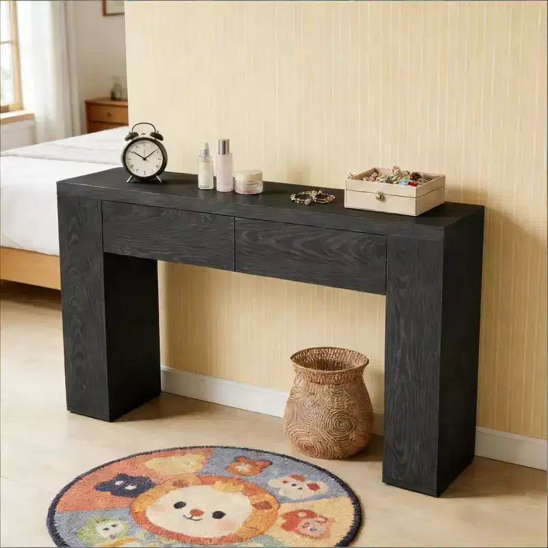 Console GDFStudio Bristol de 63 pouces en grain de bois avec tiroirs cachés