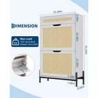 Meuble à chaussures en rotin Acekool, organisateur à 3 niveaux avec tiroirs et étagères réglables, rangement d'entrée peu encombrant