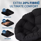 Fauteuil à bascule de patio surdimensionné, rotin tressé à la main, fauteuil en osier ergonomique, cadre en acier robuste, base pivotante à 360°