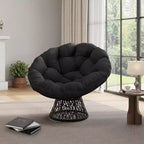 Fauteuil à bascule de patio surdimensionné, rotin tressé à la main, fauteuil en osier ergonomique, cadre en acier robuste, base pivotante à 360°