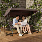 Balançoire-planeur de jardin convertible à 3 places, auvent réglable, coussins amovibles, capacité de charge de 340 kg, coussins amovibles, cadre métallique robuste