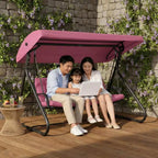 Balançoire-planeur de jardin convertible à 3 places, auvent réglable, coussins amovibles, capacité de charge de 340 kg, coussins amovibles, cadre métallique robuste