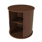 Table de chevet moderne du milieu du siècle avec station de charge, porte coulissante, finition noyer ronde/cylindrique (W2700P385517)