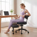 Chaise de bureau ergonomique à pattes croisées avec support lombaire, chaise de méditation pivotante à 360°