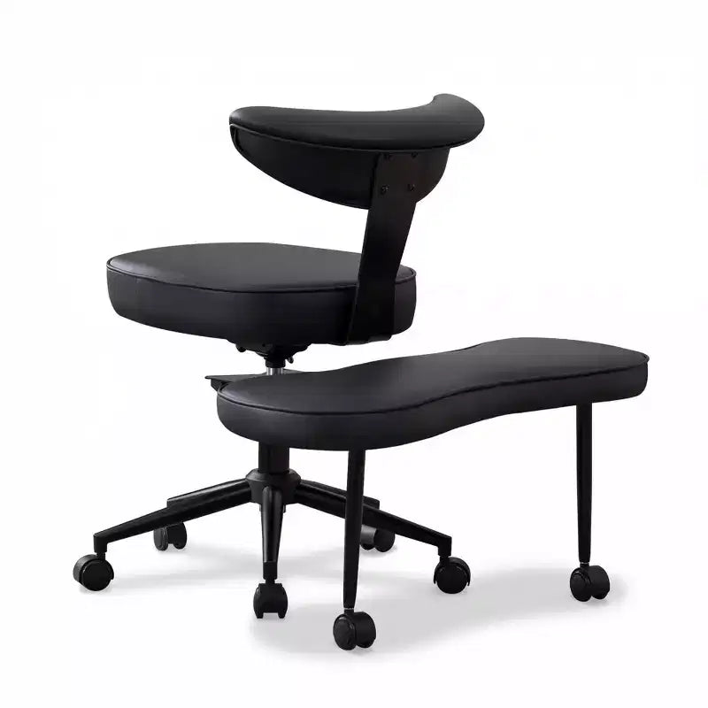 Chaise de bureau ergonomique à pattes croisées avec support lombaire, chaise de méditation pivotante à 360°