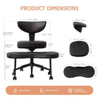 Chaise de bureau ergonomique à pattes croisées avec support lombaire, chaise de méditation pivotante à 360°