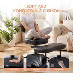 Chaise de bureau ergonomique à pattes croisées avec support lombaire, chaise de méditation pivotante à 360°